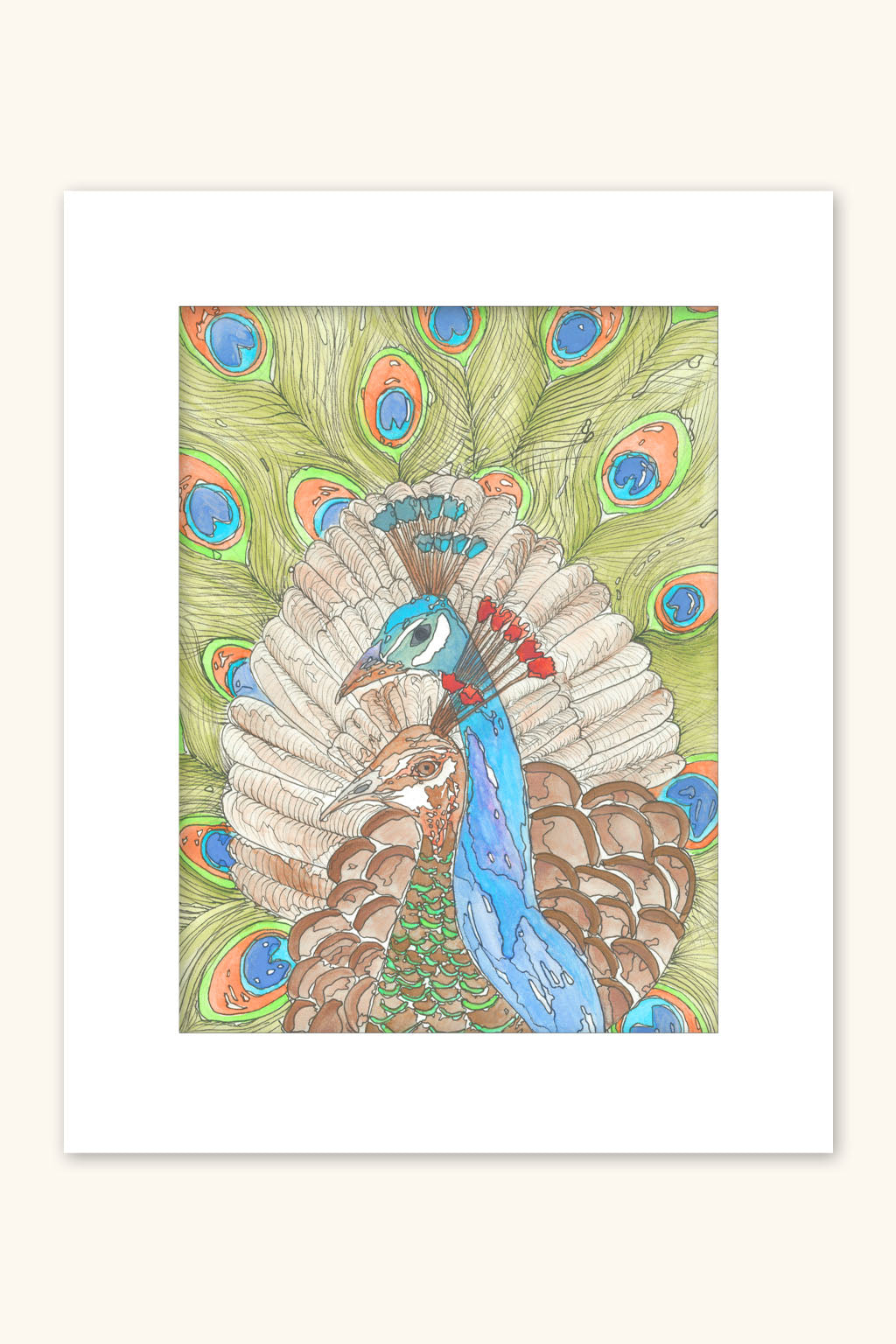 Watercolour Peacocks