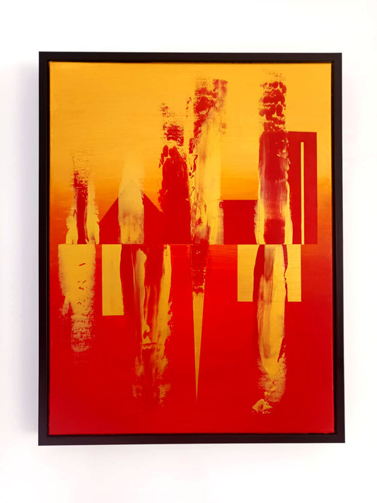 Abstract Gold Red Acrylic